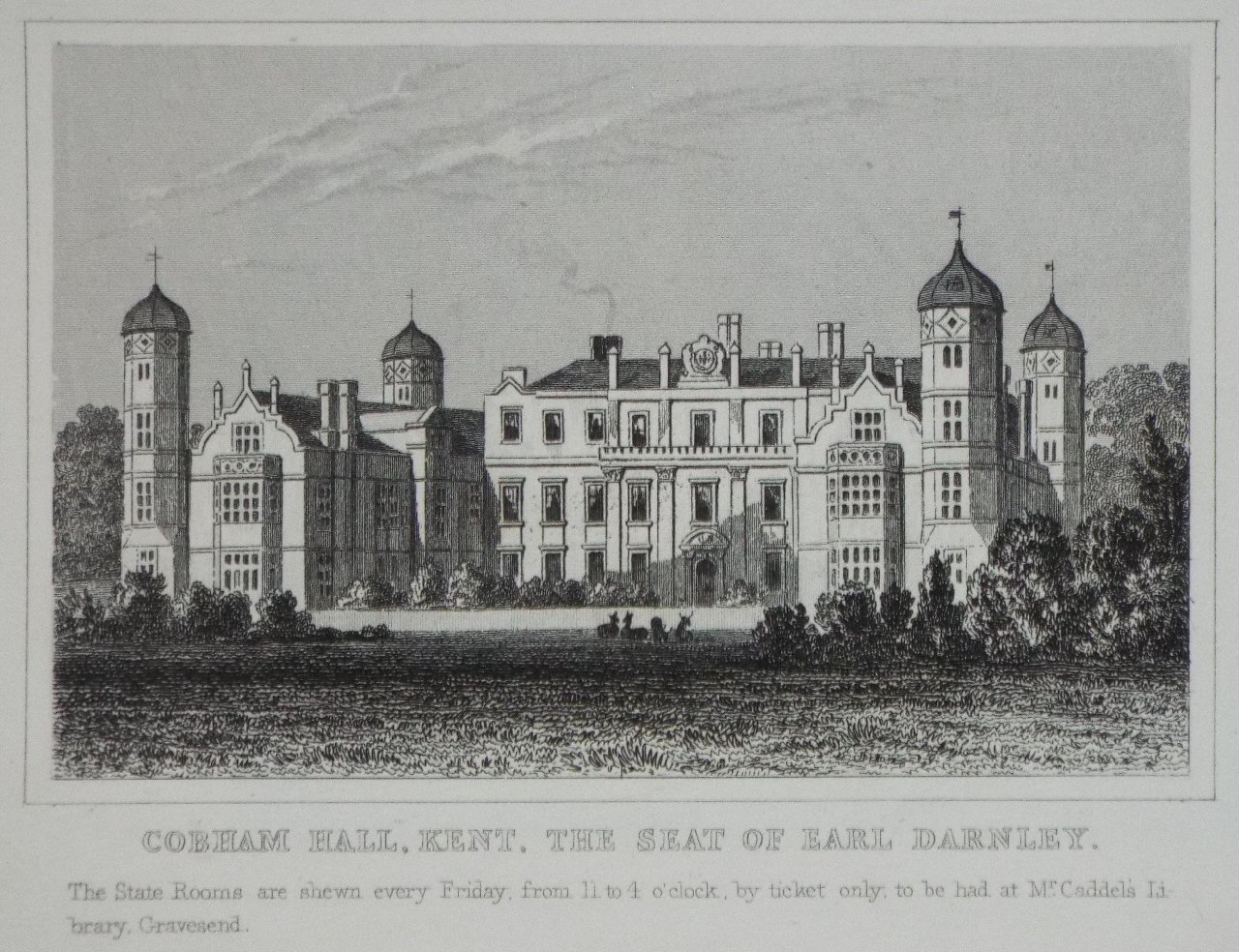 Print - Cobham Hall,Kent, the Seat of Earl Darnley.